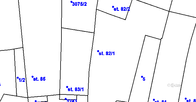 Parcela st. 82/1 v KÚ Dešná u Dačic, Katastrální mapa