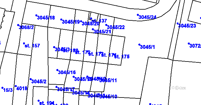 Parcela st. 174 v KÚ Dešná u Dačic, Katastrální mapa