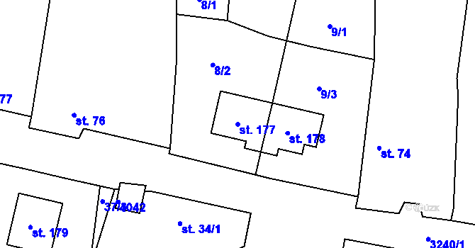 Parcela st. 177 v KÚ Dešná u Dačic, Katastrální mapa