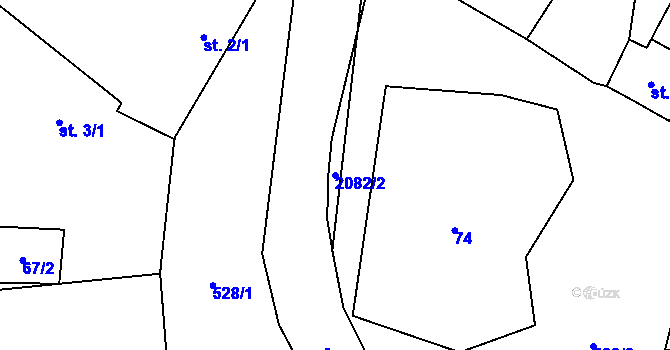 Parcela st. 2082/2 v KÚ Plačovice, Katastrální mapa