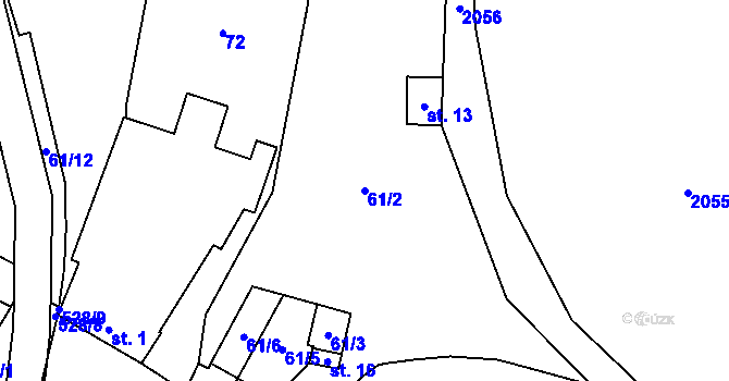 Parcela st. 61/2 v KÚ Plačovice, Katastrální mapa