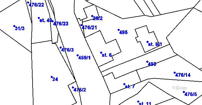 Parcela st. 6 v KÚ Dešná u Zlína, Katastrální mapa