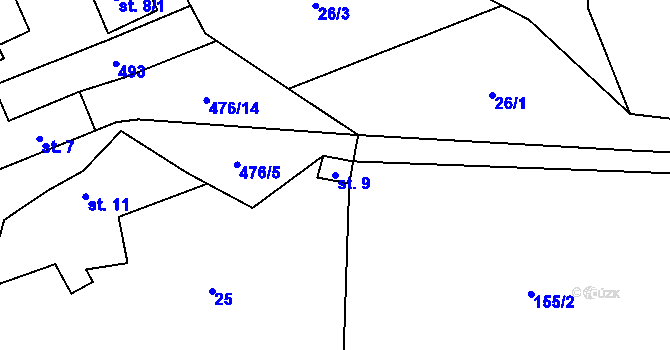 Parcela st. 9 v KÚ Dešná u Zlína, Katastrální mapa