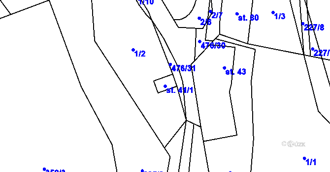 Parcela st. 41/1 v KÚ Dešná u Zlína, Katastrální mapa