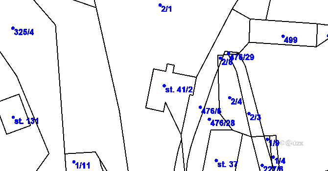 Parcela st. 41/2 v KÚ Dešná u Zlína, Katastrální mapa