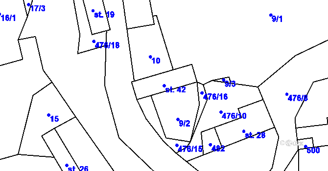 Parcela st. 42 v KÚ Dešná u Zlína, Katastrální mapa