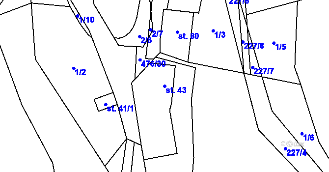 Parcela st. 43 v KÚ Dešná u Zlína, Katastrální mapa
