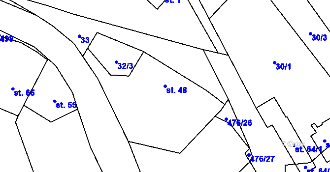 Parcela st. 48 v KÚ Dešná u Zlína, Katastrální mapa