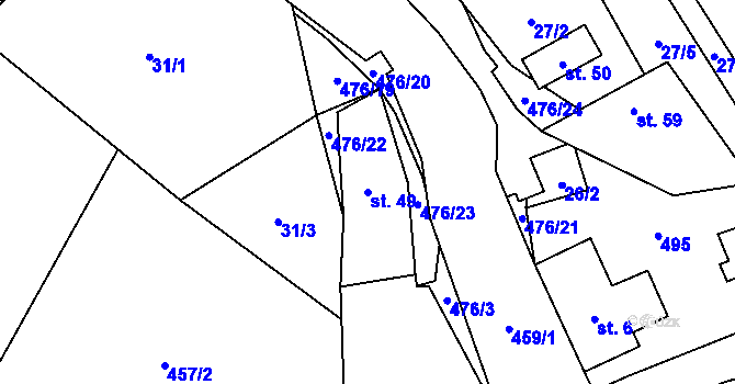 Parcela st. 49 v KÚ Dešná u Zlína, Katastrální mapa