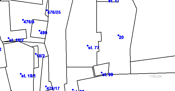 Parcela st. 77 v KÚ Dešná u Zlína, Katastrální mapa