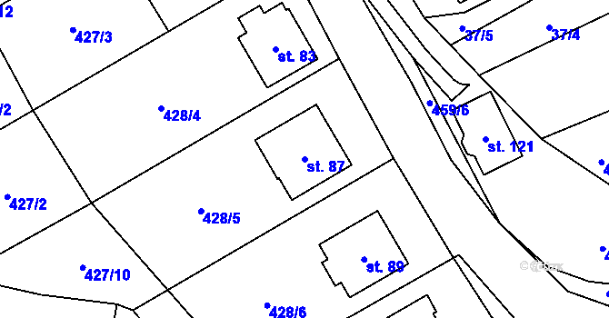 Parcela st. 87 v KÚ Dešná u Zlína, Katastrální mapa
