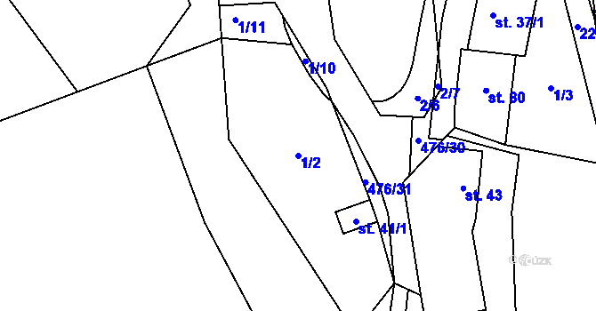 Parcela st. 1/2 v KÚ Dešná u Zlína, Katastrální mapa