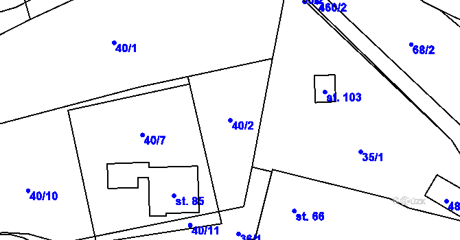 Parcela st. 40/2 v KÚ Dešná u Zlína, Katastrální mapa