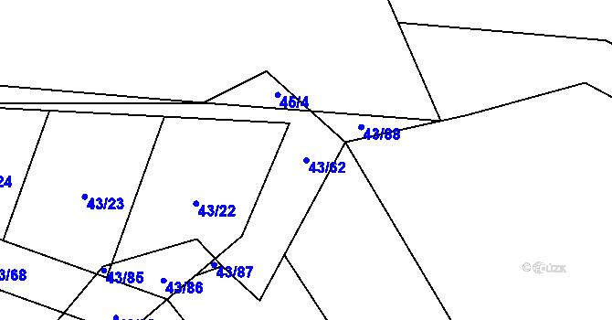 Parcela st. 43/62 v KÚ Dešná u Zlína, Katastrální mapa