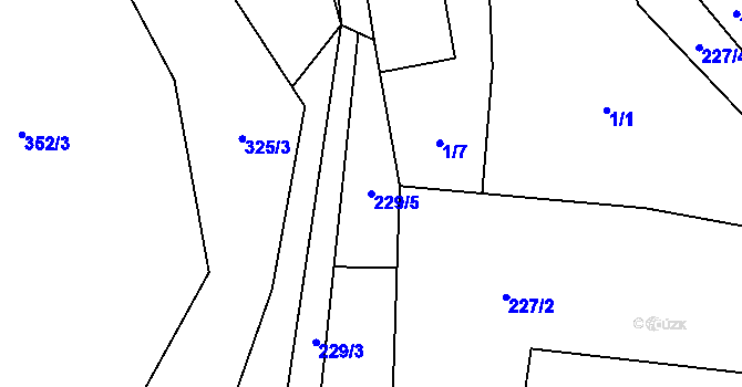 Parcela st. 229/5 v KÚ Dešná u Zlína, Katastrální mapa