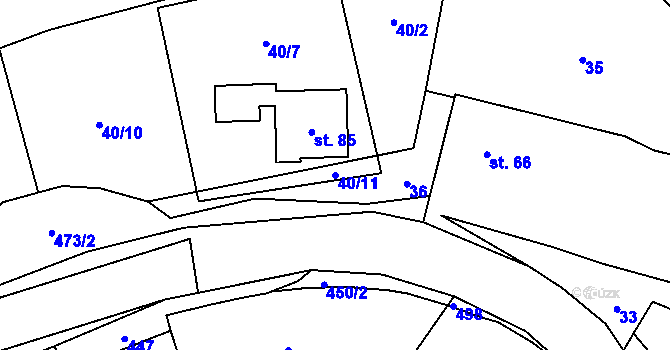 Parcela st. 40/11 v KÚ Dešná u Zlína, Katastrální mapa