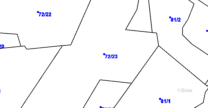 Parcela st. 72/23 v KÚ Dešná u Zlína, Katastrální mapa