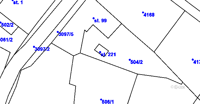 Parcela st. 221 v KÚ Velký Dešov, Katastrální mapa