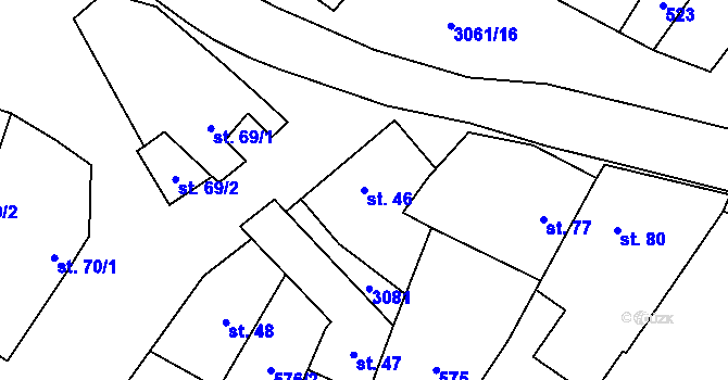 Parcela st. 46 v KÚ Velký Dešov, Katastrální mapa