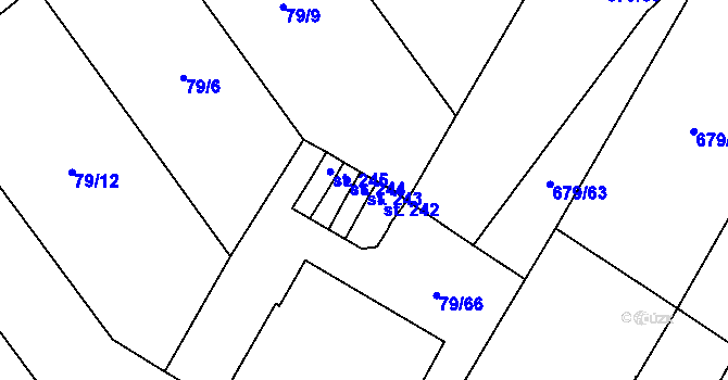 Parcela st. 243 v KÚ Velký Dešov, Katastrální mapa