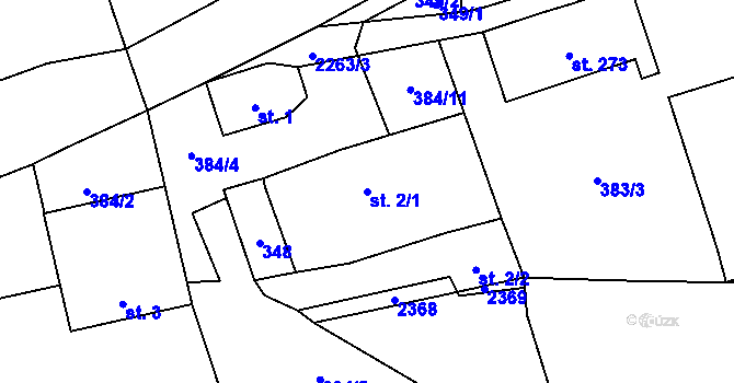 Parcela st. 2/1 v KÚ Deštná u Jindřichova Hradce, Katastrální mapa