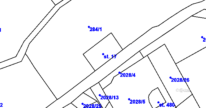 Parcela st. 17 v KÚ Deštná u Jindřichova Hradce, Katastrální mapa