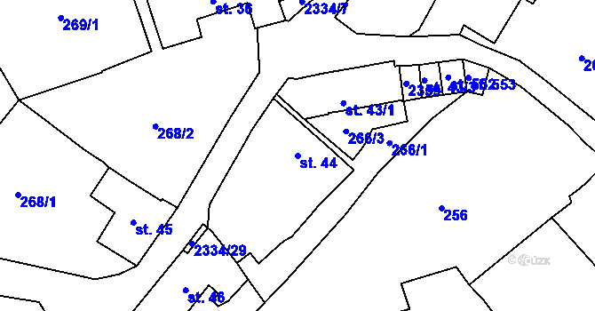 Parcela st. 44 v KÚ Deštná u Jindřichova Hradce, Katastrální mapa