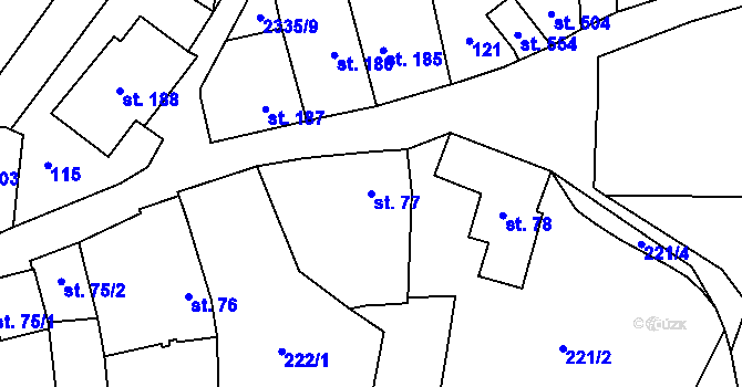 Parcela st. 77 v KÚ Deštná u Jindřichova Hradce, Katastrální mapa