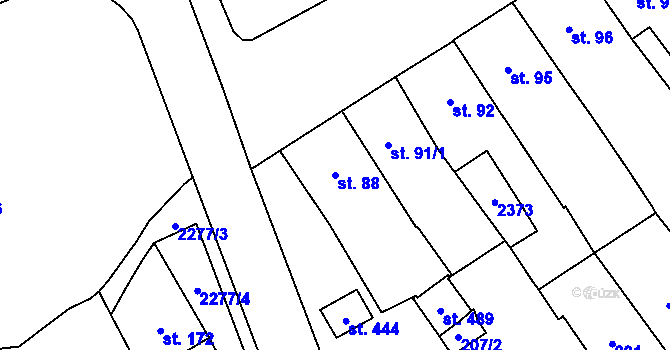Parcela st. 88 v KÚ Deštná u Jindřichova Hradce, Katastrální mapa