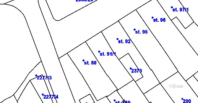 Parcela st. 91/1 v KÚ Deštná u Jindřichova Hradce, Katastrální mapa