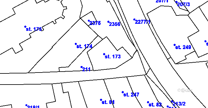 Parcela st. 173 v KÚ Deštná u Jindřichova Hradce, Katastrální mapa