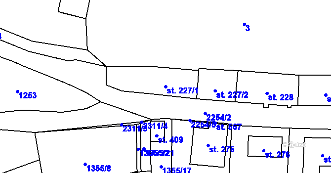Parcela st. 227/1 v KÚ Deštná u Jindřichova Hradce, Katastrální mapa