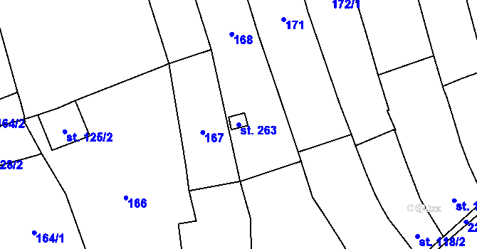 Parcela st. 263 v KÚ Deštná u Jindřichova Hradce, Katastrální mapa