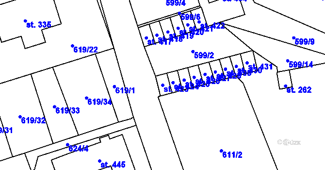 Parcela st. 423 v KÚ Deštná u Jindřichova Hradce, Katastrální mapa