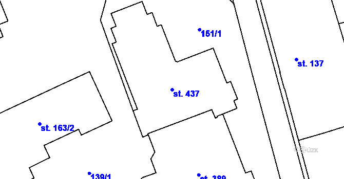 Parcela st. 437 v KÚ Deštná u Jindřichova Hradce, Katastrální mapa