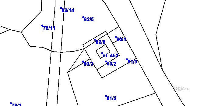 Parcela st. 452 v KÚ Deštná u Jindřichova Hradce, Katastrální mapa
