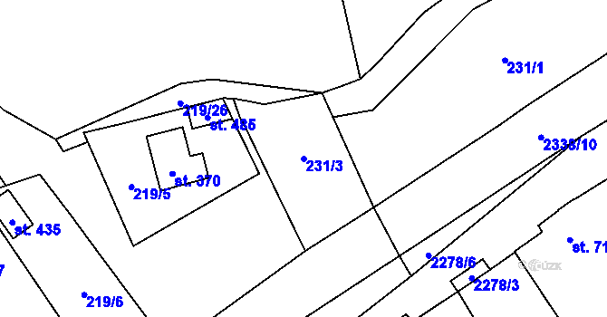 Parcela st. 231/3 v KÚ Deštná u Jindřichova Hradce, Katastrální mapa