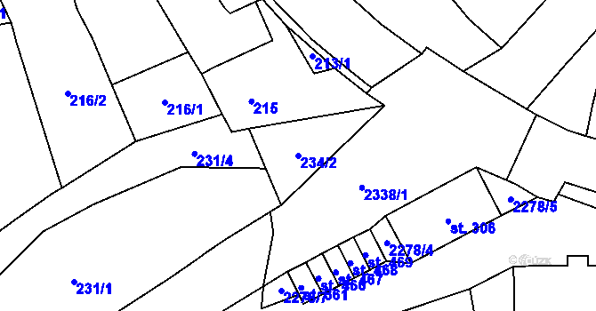 Parcela st. 234/2 v KÚ Deštná u Jindřichova Hradce, Katastrální mapa