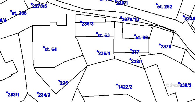 Parcela st. 236/1 v KÚ Deštná u Jindřichova Hradce, Katastrální mapa