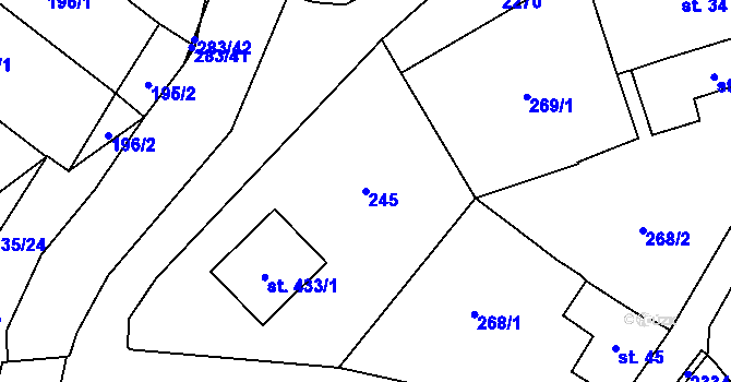 Parcela st. 245 v KÚ Deštná u Jindřichova Hradce, Katastrální mapa