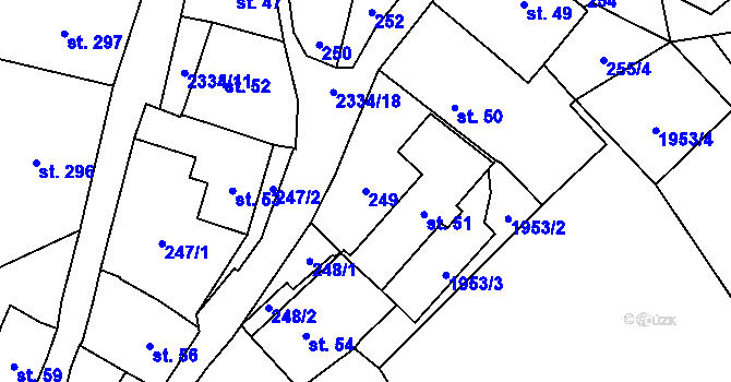 Parcela st. 249 v KÚ Deštná u Jindřichova Hradce, Katastrální mapa
