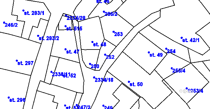 Parcela st. 252 v KÚ Deštná u Jindřichova Hradce, Katastrální mapa