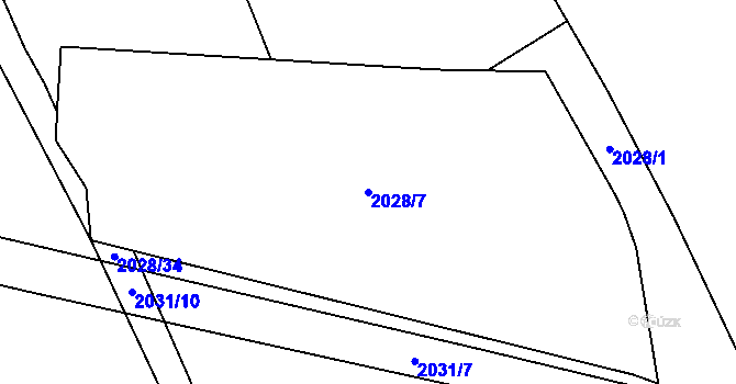 Parcela st. 2028/7 v KÚ Deštná u Jindřichova Hradce, Katastrální mapa