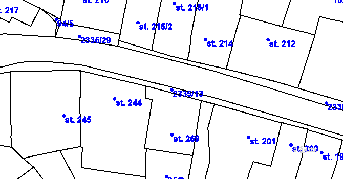 Parcela st. 2335/13 v KÚ Deštná u Jindřichova Hradce, Katastrální mapa