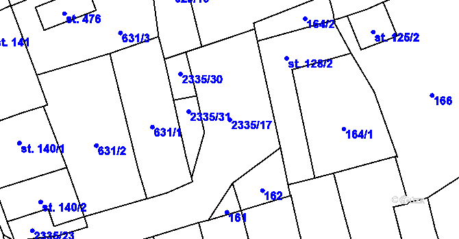 Parcela st. 2335/17 v KÚ Deštná u Jindřichova Hradce, Katastrální mapa