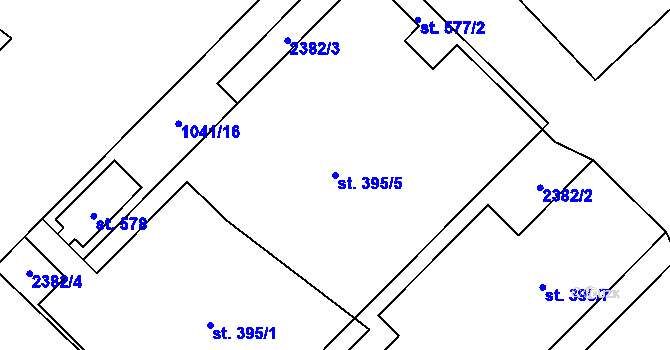 Parcela st. 395/5 v KÚ Deštná u Jindřichova Hradce, Katastrální mapa