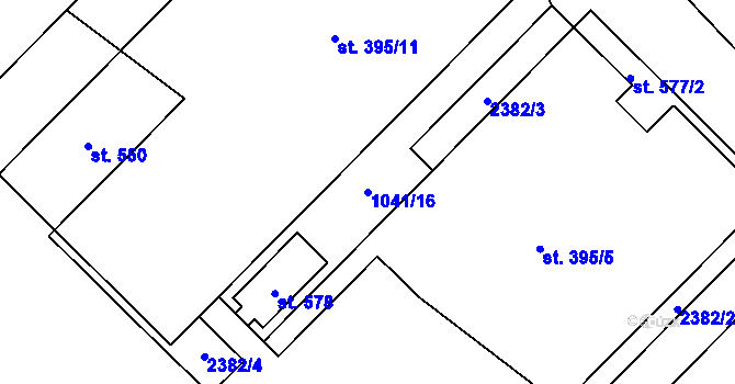 Parcela st. 1041/16 v KÚ Deštná u Jindřichova Hradce, Katastrální mapa