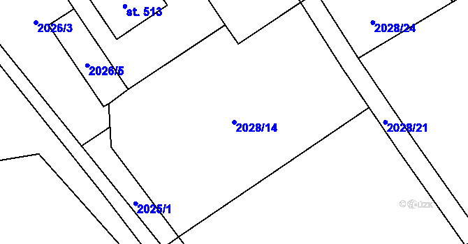 Parcela st. 2028/14 v KÚ Deštná u Jindřichova Hradce, Katastrální mapa