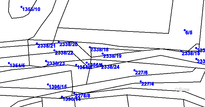 Parcela st. 2338/19 v KÚ Deštná u Jindřichova Hradce, Katastrální mapa