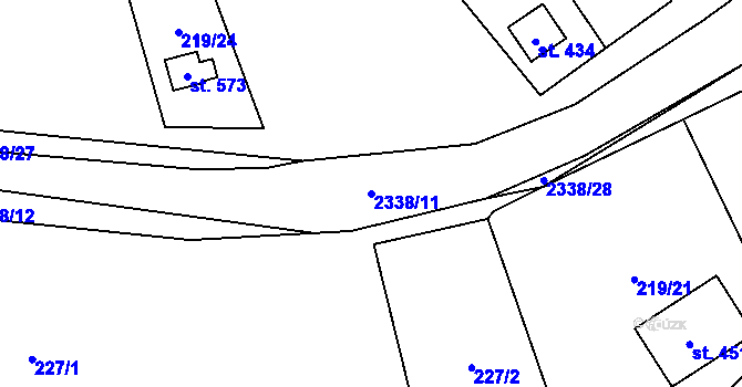 Parcela st. 2338/11 v KÚ Deštná u Jindřichova Hradce, Katastrální mapa
